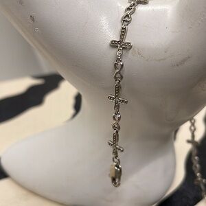 Sterling Silver Linked Cross Bracelet